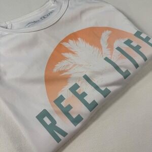 Reel Life Beach or Bust‎ Long Sleeve Thumb Hole T Shirt White Lg